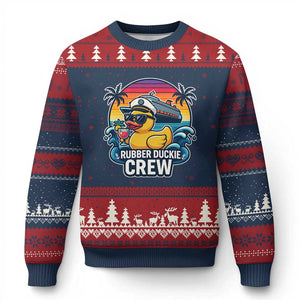 Funny Rubber Duckie Cruise Ugly Christmas Sweater TS14 Navy Red Print Your Wear