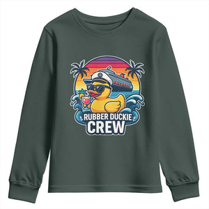Funny Rubber Duckie Cruise Youth Sweatshirt TS14 Dark Forest Green Print Your Wear