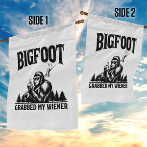 Bigfoot Grabbed My Wiener Garden Flag Funny Sasquatch Camping TS14 Print Your Wear