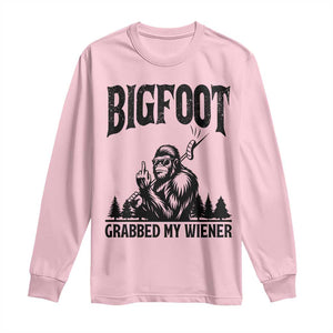 Bigfoot Grabbed My Wiener Long Sleeve Shirt Funny Sasquatch Camping TS14 Light Pink Print Your Wear