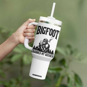 Bigfoot Grabbed My Wiener Tumbler With Handle Funny Sasquatch Camping TS14 Print Your Wear