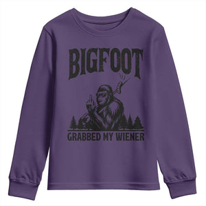 Bigfoot Grabbed My Wiener Youth Sweatshirt Funny Sasquatch Camping TS14 Purple Print Your Wear