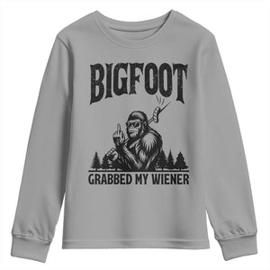 Bigfoot Grabbed My Wiener Youth Sweatshirt Funny Sasquatch Camping TS14 Sport Gray Print Your Wear