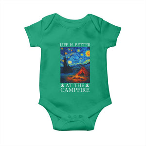 Funny Camping Baby Onesie Life Is Better At The Campfire TS14 Irish Green Print Your Wear