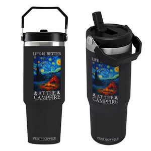 Funny Camping Flip Straw Tumbler Life Is Better At The Campfire TS14 One Size: 30 oz Black Print Your Wear