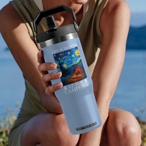 Funny Camping Flip Straw Tumbler Life Is Better At The Campfire TS14 One Size: 30 oz Light Blue Print Your Wear