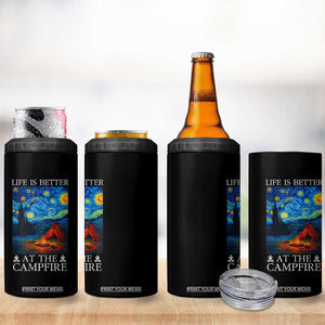 Funny Camping 4 in 1 Can Cooler Tumbler Life Is Better At The Campfire TS14 Print Your Wear