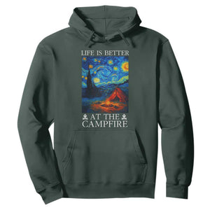 Funny Camping Hoodie Life Is Better At The Campfire TS14 Dark Forest Green Print Your Wear