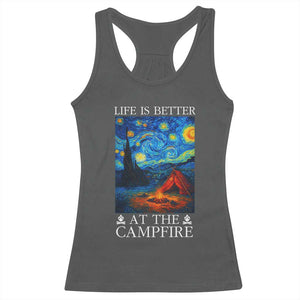 Funny Camping Racerback Tank Top Life Is Better At The Campfire TS14 Dark Heather Print Your Wear