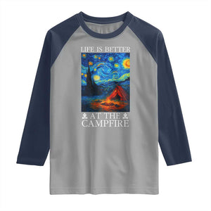 Funny Camping Raglan Shirt Life Is Better At The Campfire TS14 Sport Gray Navy Print Your Wear