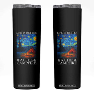 Funny Camping Skinny Tumbler Life Is Better At The Campfire TS14 Black Print Your Wear