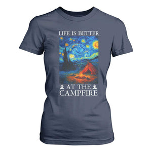 Funny Camping T Shirt For Women Life Is Better At The Campfire TS14 Navy Print Your Wear