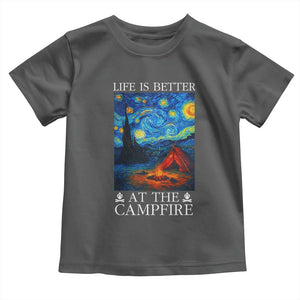 Funny Camping Toddler T Shirt Life Is Better At The Campfire TS14 Dark Heather Print Your Wear