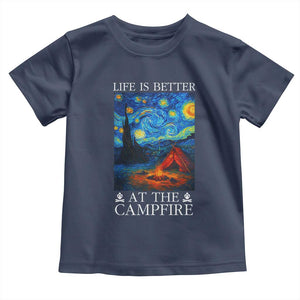 Funny Camping Toddler T Shirt Life Is Better At The Campfire TS14 Navy Print Your Wear