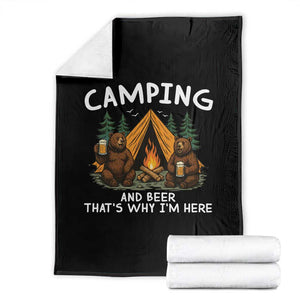 Funny Camping Beer Throw Blanket Bear Drinking Lover Gift TS14 Black Print Your Wear
