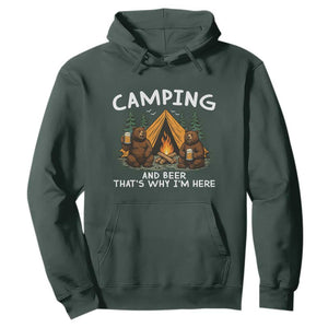 Funny Camping Beer Hoodie Bear Drinking Lover Gift TS14 Dark Forest Green Print Your Wear
