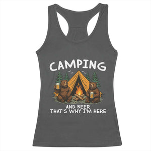 Funny Camping Beer Racerback Tank Top Bear Drinking Lover Gift TS14 Dark Heather Print Your Wear
