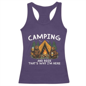 Funny Camping Beer Racerback Tank Top Bear Drinking Lover Gift TS14 Purple Print Your Wear