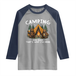 Funny Camping Beer Raglan Shirt Bear Drinking Lover Gift TS14 Sport Gray Navy Print Your Wear
