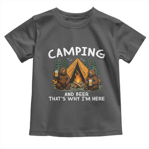 Funny Camping Beer Toddler T Shirt Bear Drinking Lover Gift TS14 Dark Heather Print Your Wear