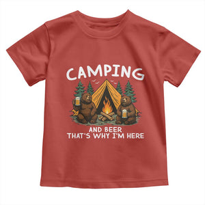 Funny Camping Beer Toddler T Shirt Bear Drinking Lover Gift TS14 Red Print Your Wear