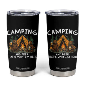 Funny Camping Beer Tumbler Cup Bear Drinking Lover Gift TS14 Black Print Your Wear