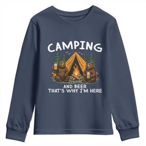 Funny Camping Beer Youth Sweatshirt Bear Drinking Lover Gift TS14 Navy Print Your Wear