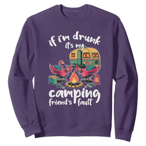 Funny Flamingo Camping Sweatshirt If I Am Drunk It Is My Friend Fault TS14 Purple Print Your Wear