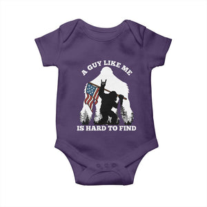 Bigfoot Patriotic American Flag Baby Onesie Funny Sasquatch A Guy Like Me Is Hard To Find TS14 Purple Print Your Wear