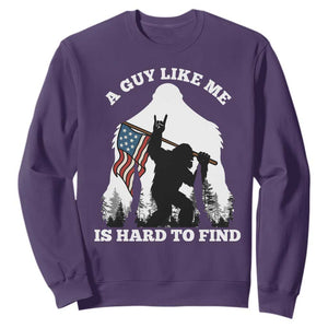 Bigfoot Patriotic American Flag Sweatshirt Funny Sasquatch A Guy Like Me Is Hard To Find TS14 Purple Print Your Wear