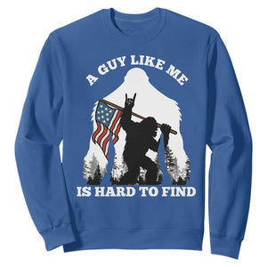 Bigfoot Patriotic American Flag Sweatshirt Funny Sasquatch A Guy Like Me Is Hard To Find TS14 Royal Blue Print Your Wear