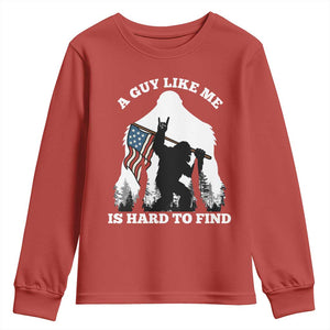 Bigfoot Patriotic American Flag Youth Sweatshirt Funny Sasquatch A Guy Like Me Is Hard To Find TS14 Red Print Your Wear