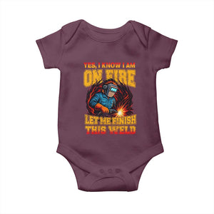Funny Welding Bigfoot Baby Onesie Cryptid Welder Sasquatch TS14 Maroon Print Your Wear