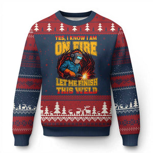 Funny Welding Bigfoot Ugly Christmas Sweater Cryptid Welder Sasquatch TS14 Navy Red Print Your Wear