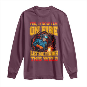 Funny Welding Bigfoot Long Sleeve Shirt Cryptid Welder Sasquatch TS14 Maroon Print Your Wear
