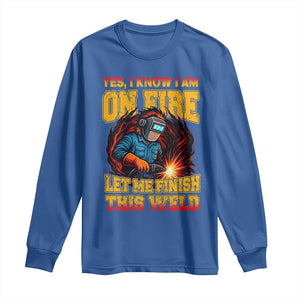 Funny Welding Bigfoot Long Sleeve Shirt Cryptid Welder Sasquatch TS14 Royal Blue Print Your Wear