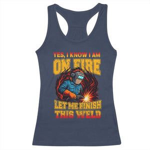 Funny Welding Bigfoot Racerback Tank Top Cryptid Welder Sasquatch TS14 Navy Print Your Wear