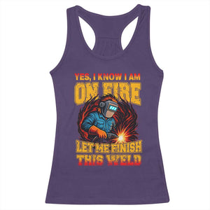 Funny Welding Bigfoot Racerback Tank Top Cryptid Welder Sasquatch TS14 Purple Print Your Wear