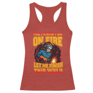Funny Welding Bigfoot Racerback Tank Top Cryptid Welder Sasquatch TS14 Red Print Your Wear