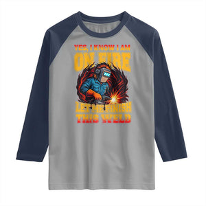 Funny Welding Bigfoot Raglan Shirt Cryptid Welder Sasquatch TS14 Sport Gray Navy Print Your Wear