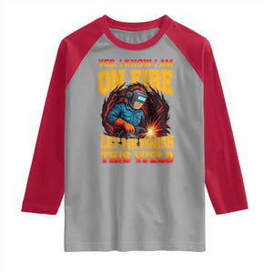 Funny Welding Bigfoot Raglan Shirt Cryptid Welder Sasquatch TS14 Sport Gray Red Print Your Wear