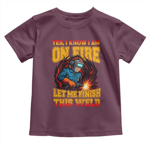 Funny Welding Bigfoot Toddler T Shirt Cryptid Welder Sasquatch TS14 Maroon Print Your Wear