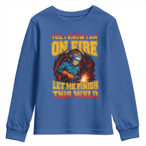 Funny Welding Bigfoot Youth Sweatshirt Cryptid Welder Sasquatch TS14 Royal Blue Print Your Wear
