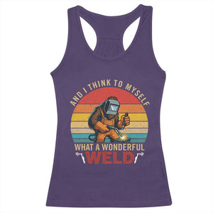 Funny Welding Bigfoot Racerback Tank Top And I Think To Myself What A Wonderful Weld TS14 Purple Print Your Wear