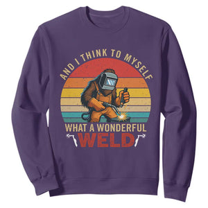 Funny Welding Bigfoot Sweatshirt And I Think To Myself What A Wonderful Weld TS14 Purple Print Your Wear