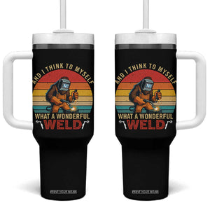 Funny Welding Bigfoot Tumbler With Handle And I Think To Myself What A Wonderful Weld TS14 One Size: 40 oz Black Print Your Wear