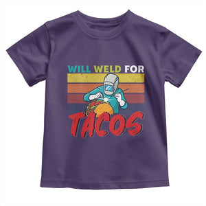 Funny Welding Toddler T Shirt Will Weld For Tacos TS14 Purple Print Your Wear