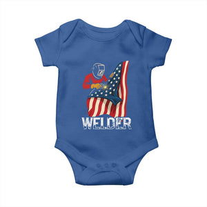 Welder Patriotic American Flag Baby Onesie TS14 Royal Blue Print Your Wear