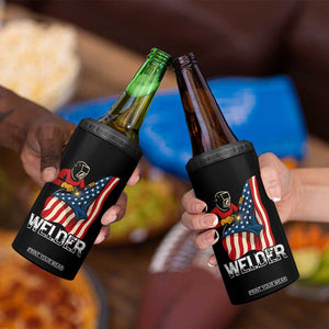 Welder Patriotic American Flag 4 in 1 Can Cooler Tumbler TS14 Print Your Wear