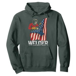 Welder Patriotic American Flag Hoodie TS14 Dark Forest Green Print Your Wear